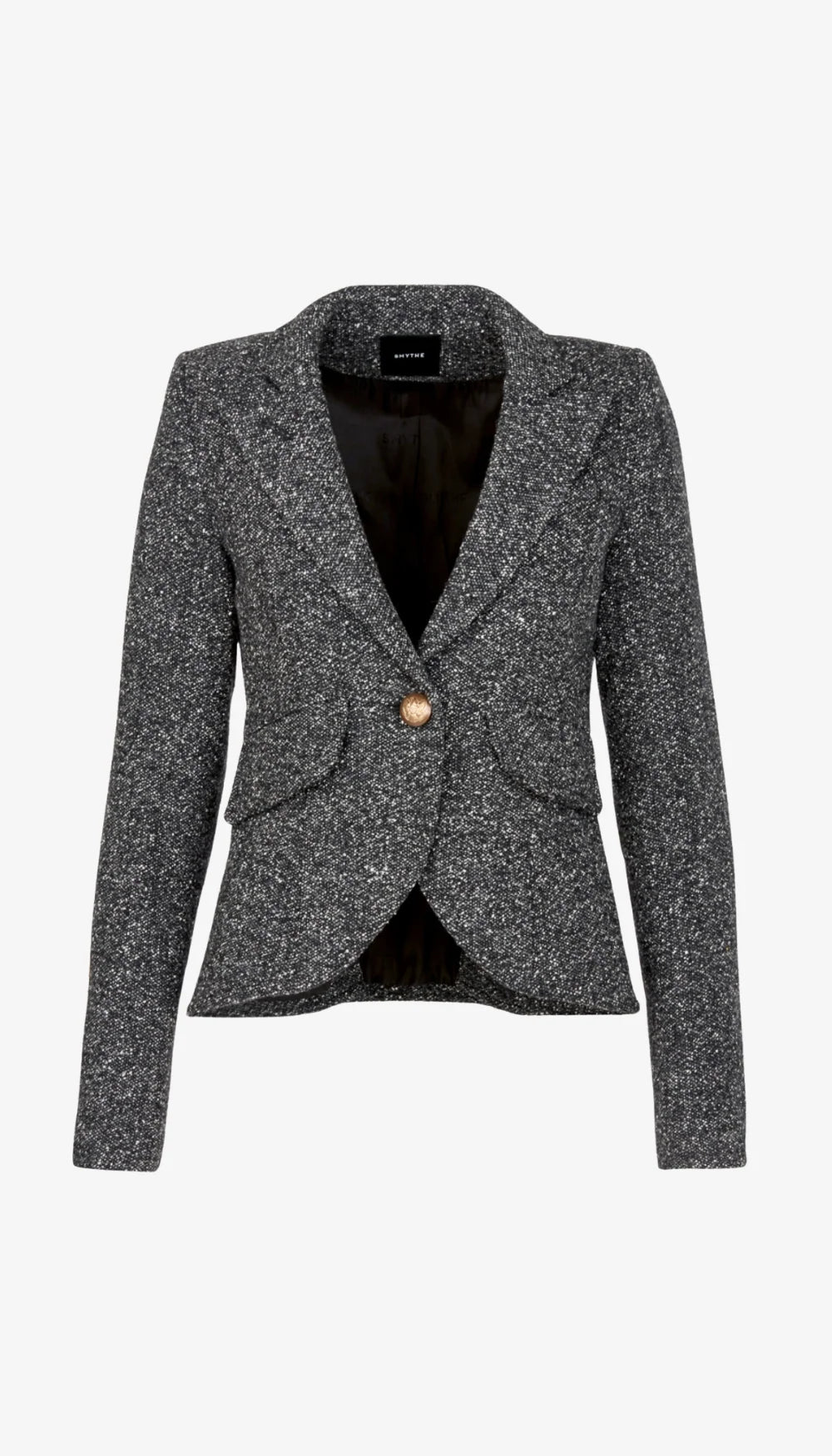 Smythe One Button Blazer With Rectangle Elbow Patch Black Heather