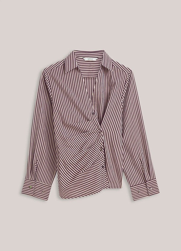 Summum Blouse Two Tone Stripe - Dark Burgundy
