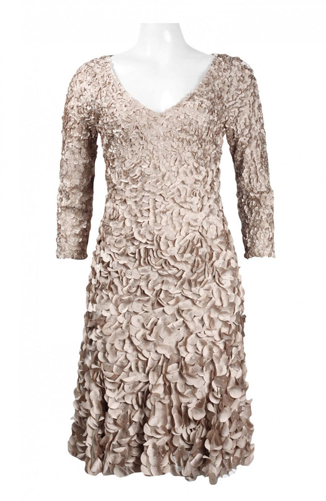 Theia Petal Dress V-Neck with Flared Skirt