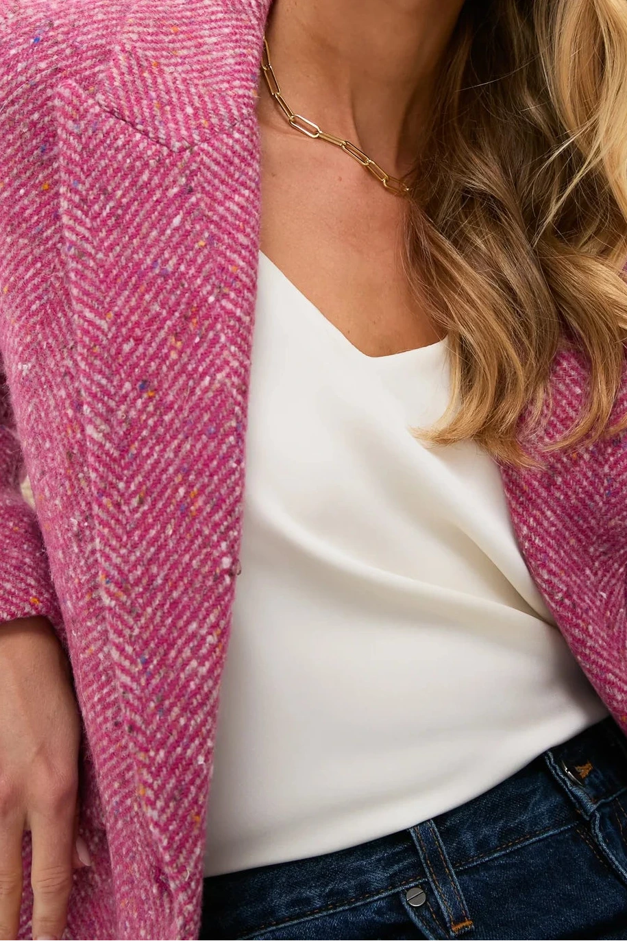 L'Agence Chamberlain Blazer Pink Multi Herringbone
