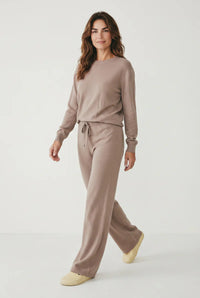 Majestic Filatures Organic Cotton Knit Drawstring Pant Coffee Latte