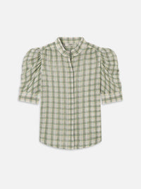 Frame  The Gillian Top Jade Green Plaid