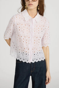 Frame The Paisley Eyelet Shirt Bubble Gum