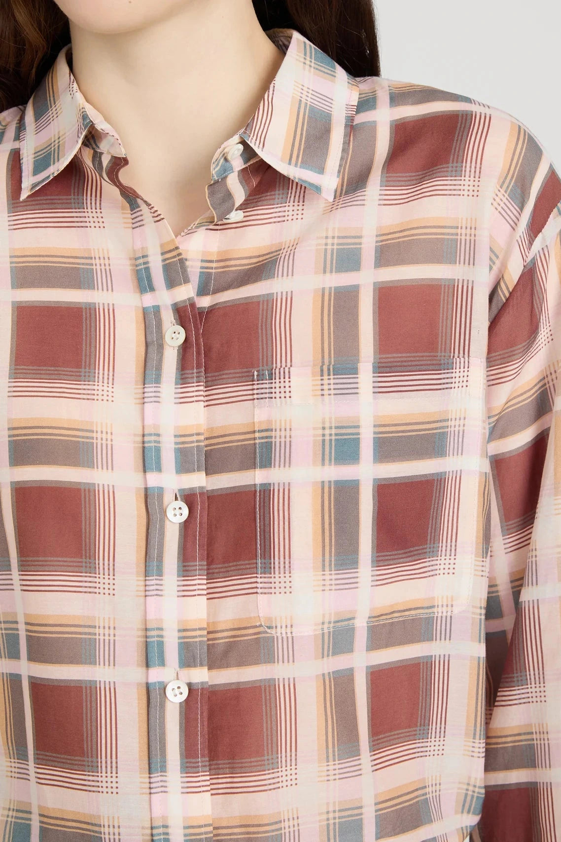 Frame The Plaid boy Shirt Silver Peony Plaid