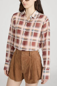 Frame The Plaid boy Shirt Silver Peony Plaid