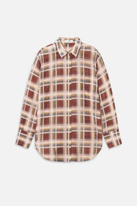 Frame The Plaid boy Shirt Silver Peony Plaid