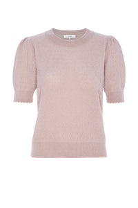 Frame Pointelle Puff Short Sleeve Sweater