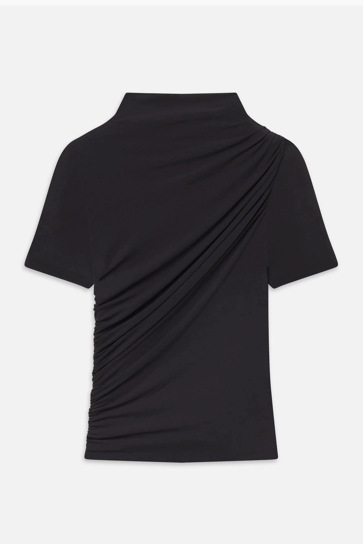 Frame The Short-Sleeve Draped Top Black