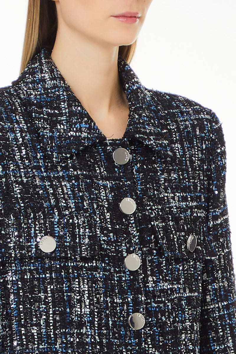 Liu Jo Sequin Embellished Plaid Blazer