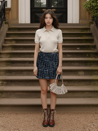 Liu Jo Sequin Embellished Plaid Mini Skirt
