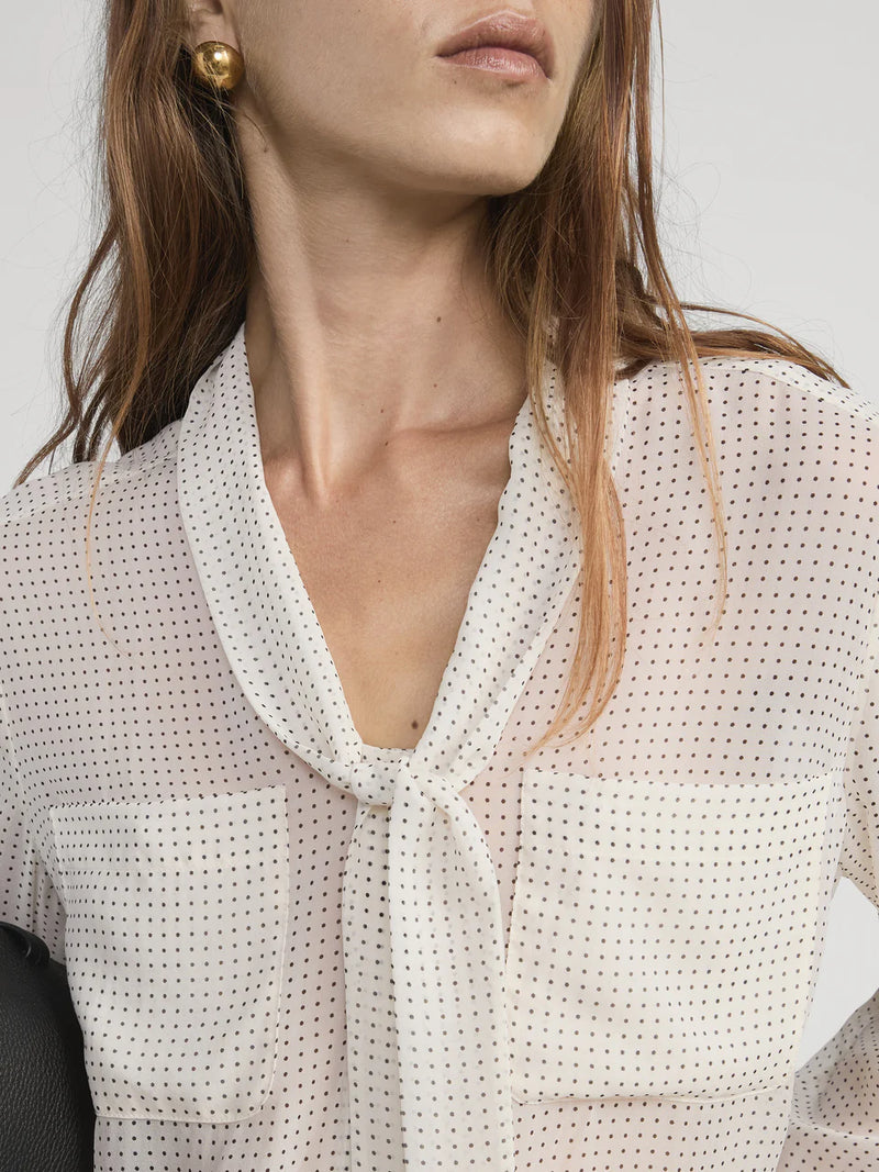 Frame Polka Dot Modern Tie Blouse