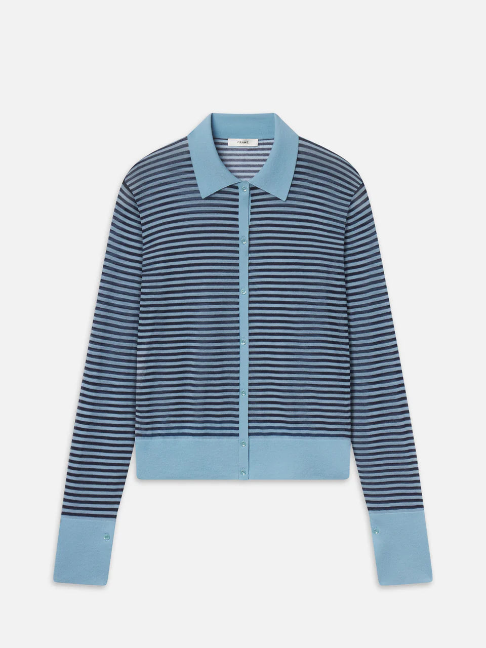 Frame The Collared Cardigan Powder Blue Multi