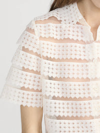 Frame The Lattice Crochet Blouse Cream
