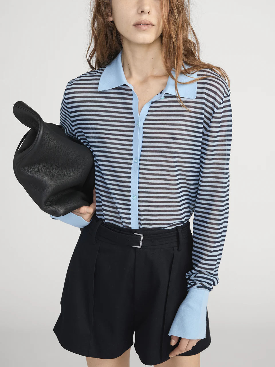 Frame The Collared Cardigan Powder Blue Multi