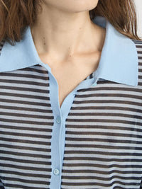 Frame The Collared Cardigan Powder Blue Multi