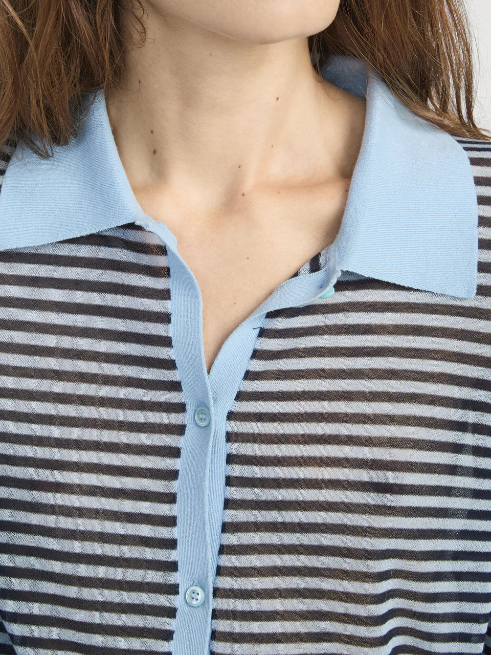 Frame The Collared Cardigan Powder Blue Multi