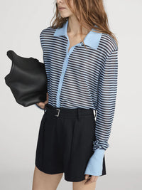 Frame The Collared Cardigan Powder Blue Multi