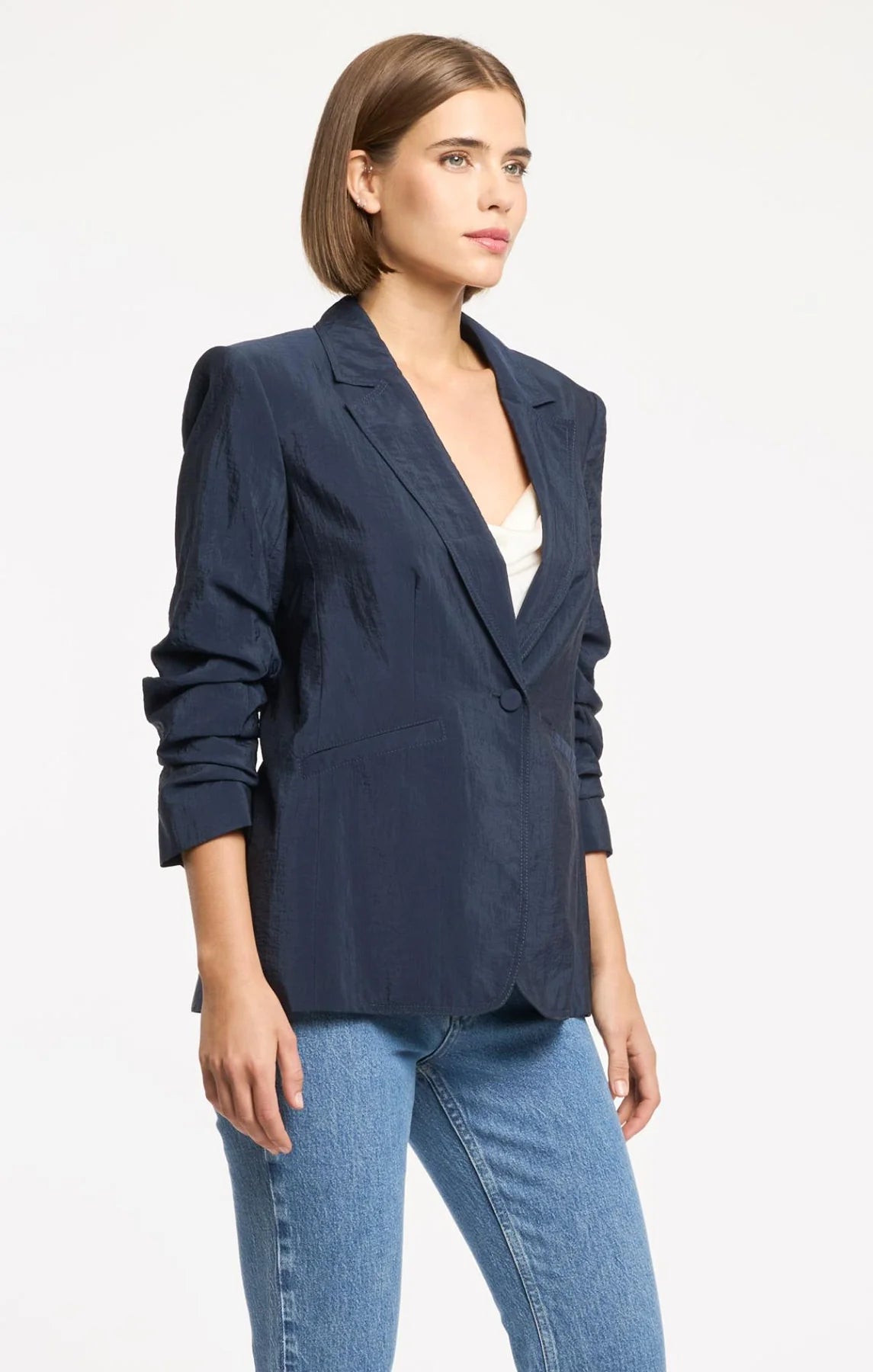 Cinq A Sept Tumbled Woven Khloe Blazer Navy