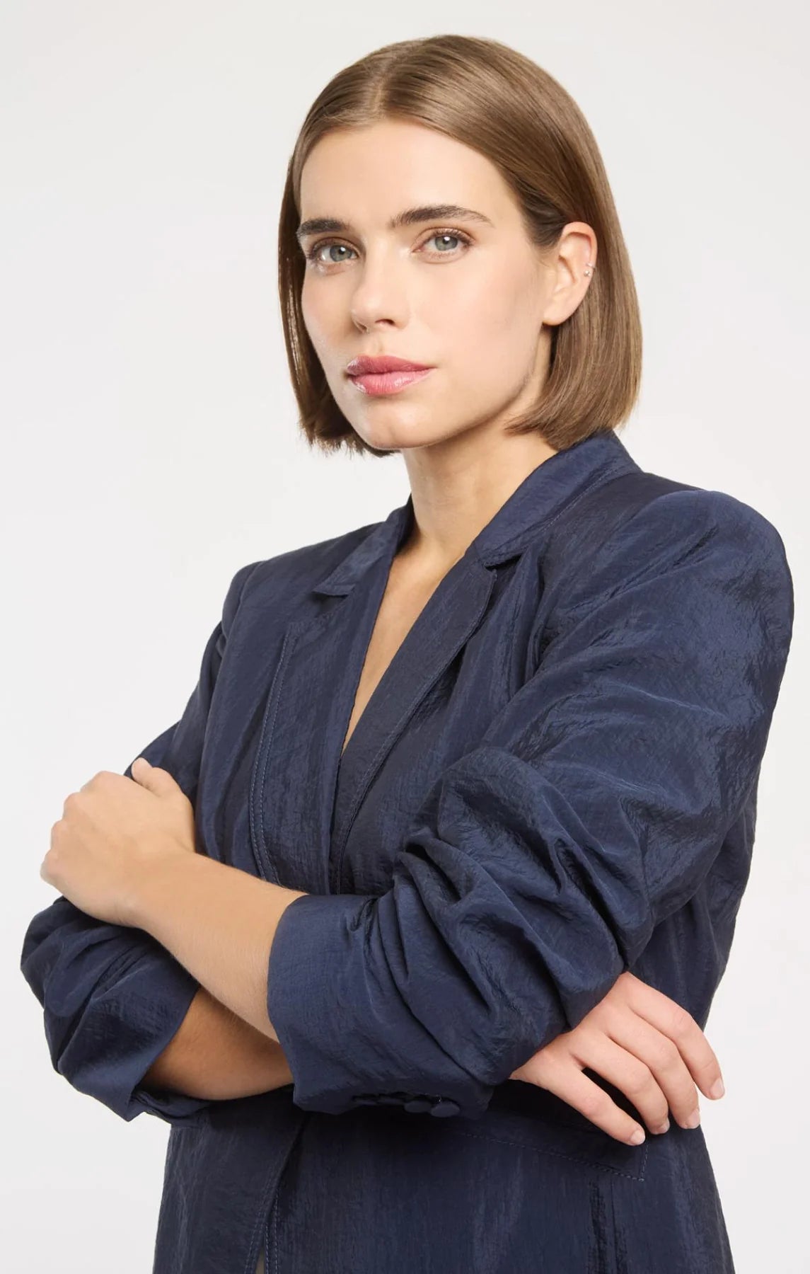 Cinq A Sept Tumbled Woven Khloe Blazer Navy