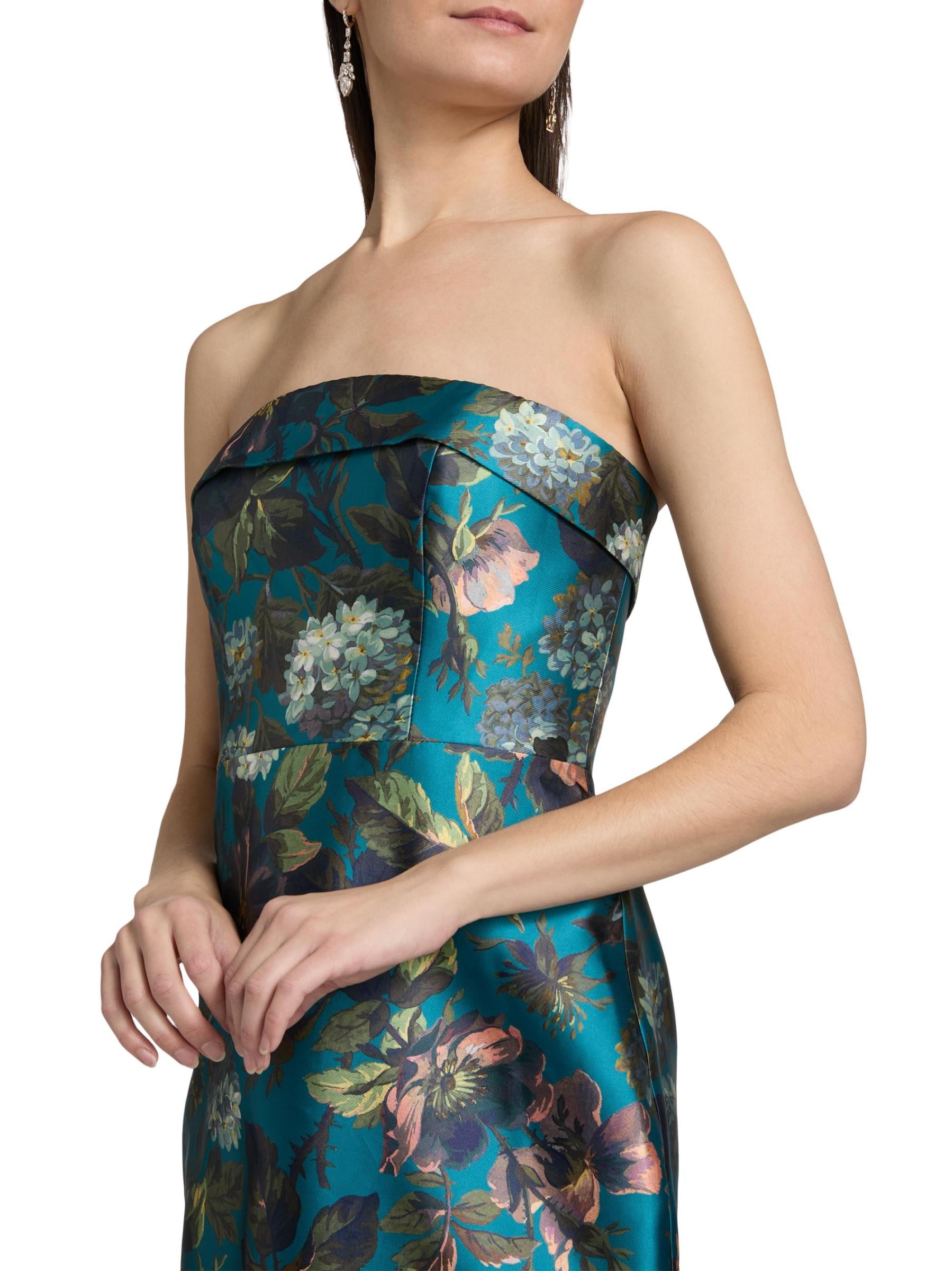 Theia Cleo Strapless Column Gown