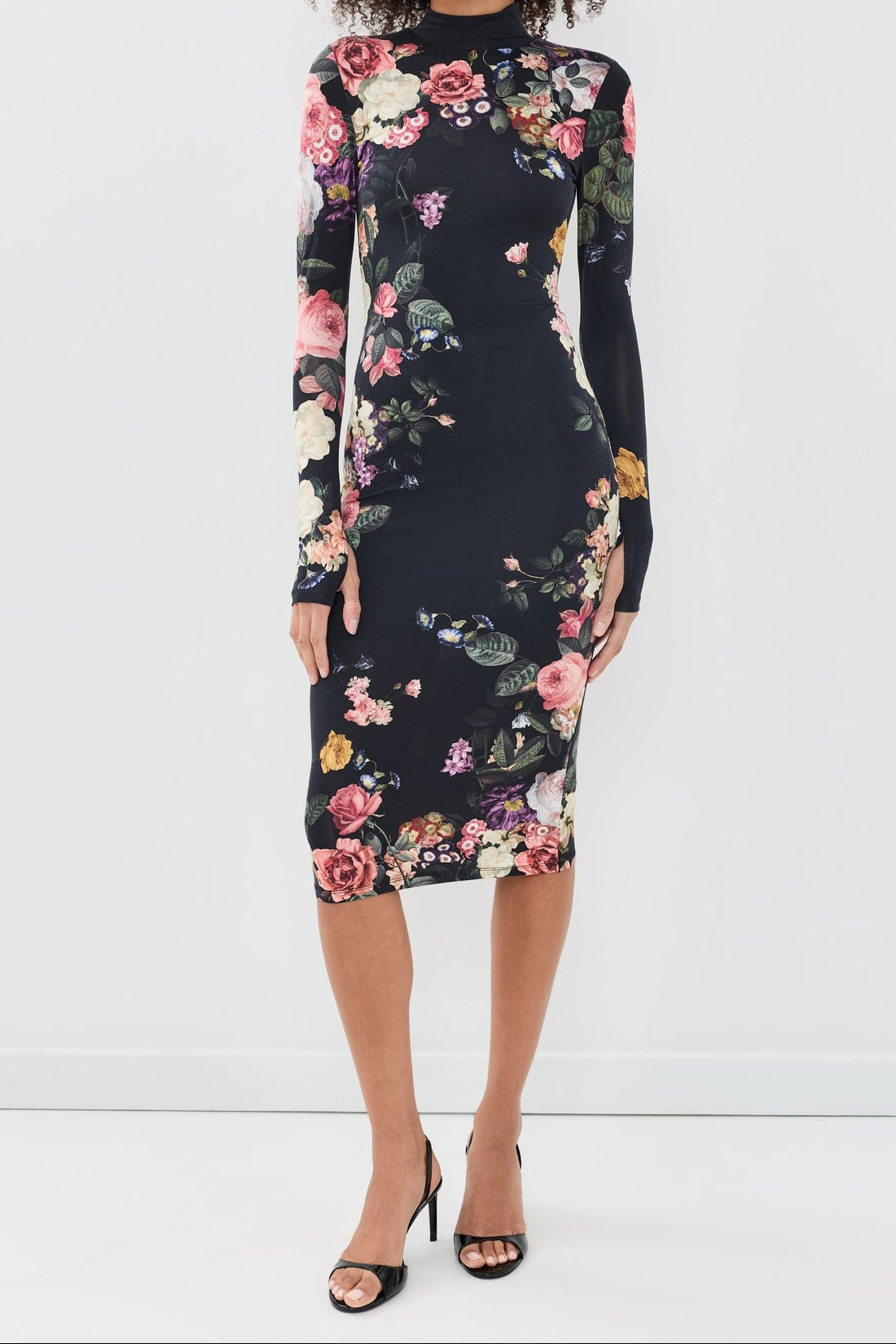 Alice + Olivia Delora Tank Midi Dress Hollywood Dreams Black