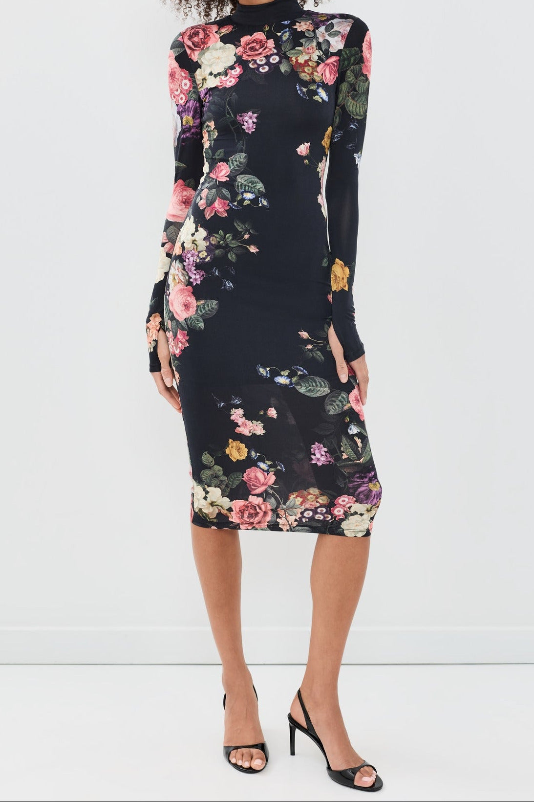 Alice + Olivia Delora Tank Midi Dress Hollywood Dreams Black