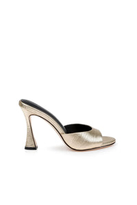 L'Agence Avery Open Toe Mule Gold Lizard