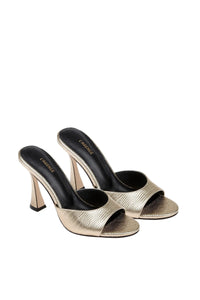 L'Agence Avery Open Toe Mule Gold Lizard