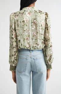 Alice + Olivia Arlette Floral Lace Trim Shirt