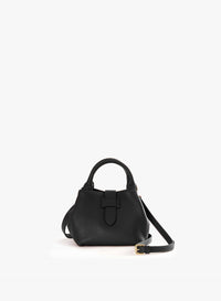 Cinzia Rocca Black Leather Shoulder bag With Integrated Handle and Shoulder Strap - Black