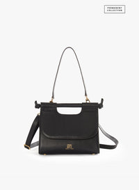 Cinzia Rocca Sac à bandoulière noir en cuir avec poignée intégrée et bandoulière - Noir