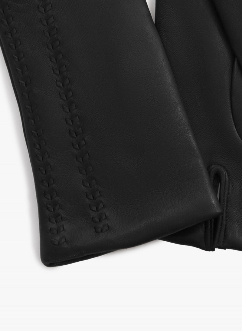 Cinzia Rocca Nappa Leather Gloves With Top Embroidery