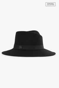 Cinzia Rocca Black Wool Felt Asymmetric Fedora Hat - Black