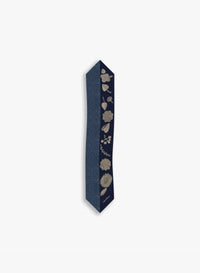 Cinzia Rocca Twill Silk Headband With Geometric Pattern and Leaves - Blue