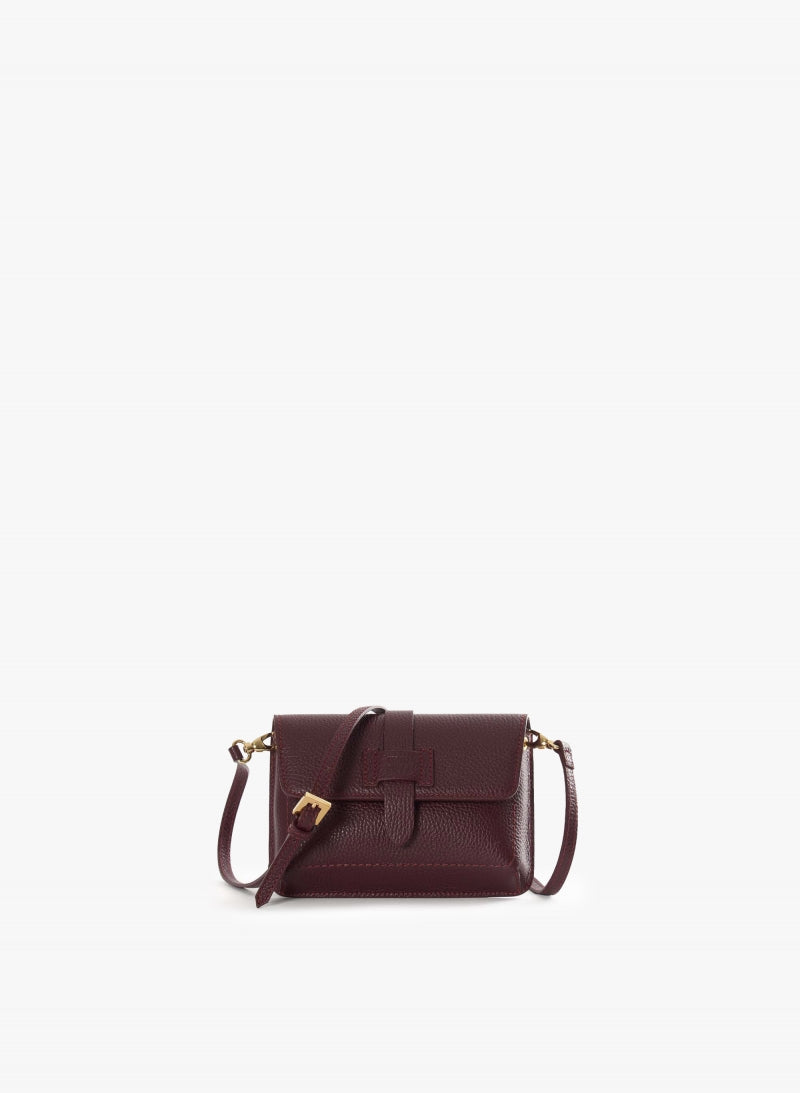 Cinzia Rocca Genuine Leather Mini Shoulder Bag - Burgundy