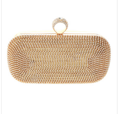 UrEtro evening clutch with front rhinestone embellishments and ring clasp