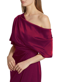 Theia Rayna One Shoulder Draped Gown