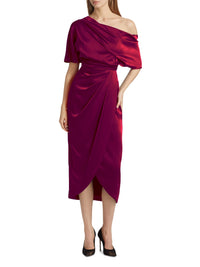 Theia Rayna One Shoulder Draped Gown