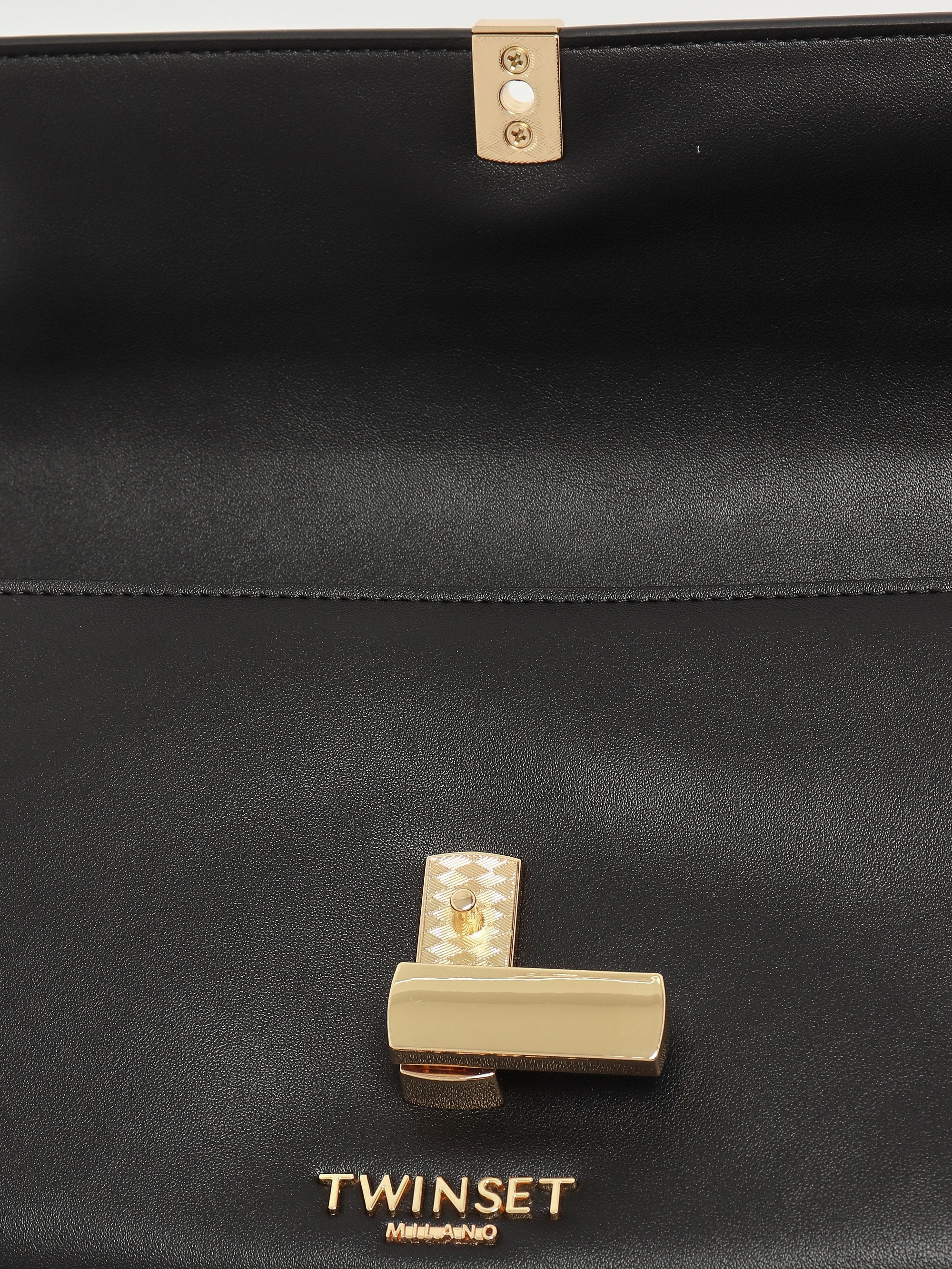 Sac Twinset en cuir synthétique Nero/Parchment/Rosa Parisienne