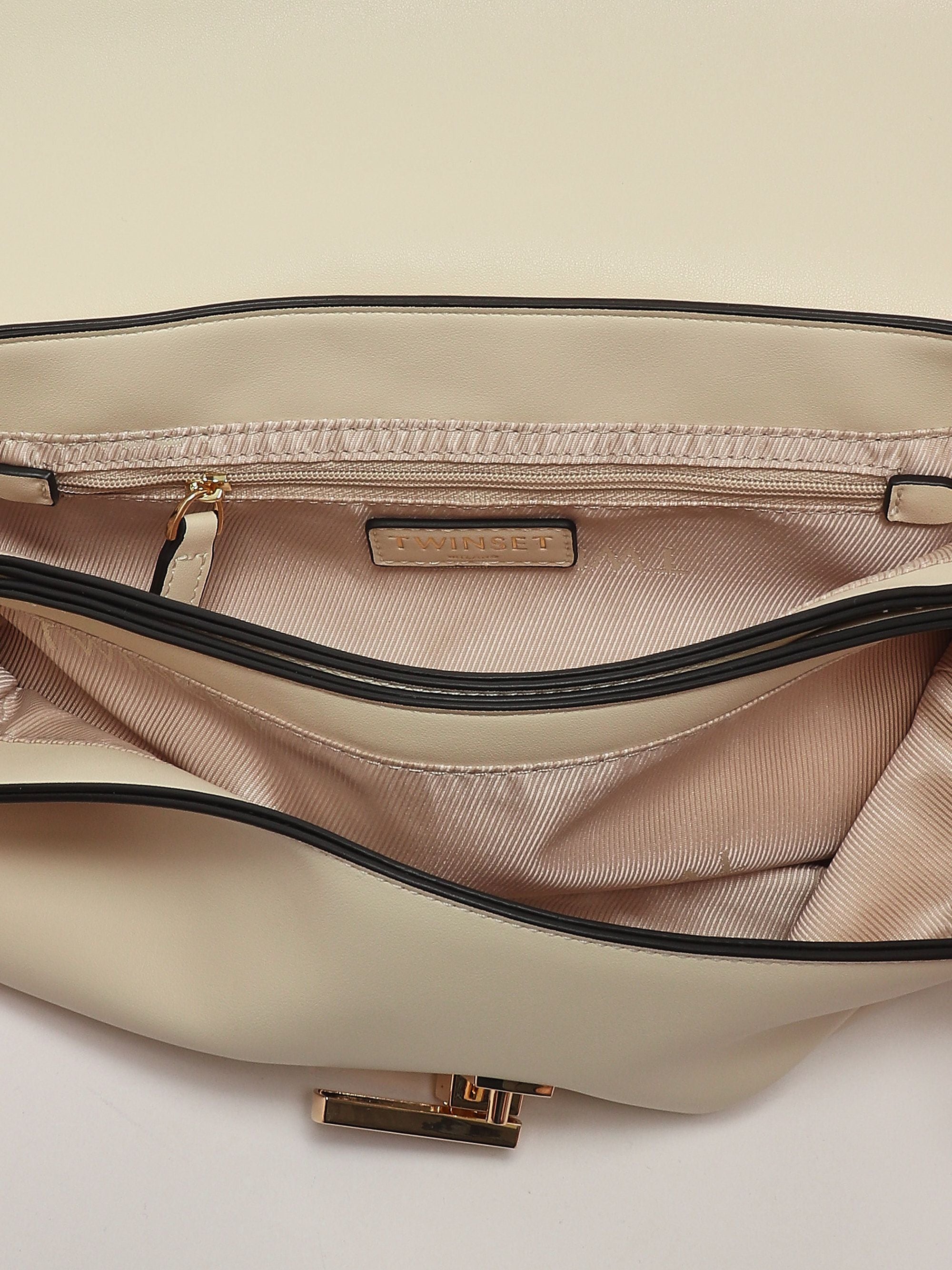 Sac Twinset en cuir synthétique Nero/Parchment/Rosa Parisienne