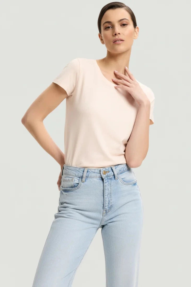 Majestic Filatures Soft Touch Short-Sleeve Crewneck - Petale