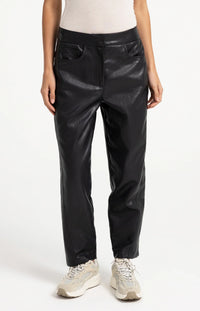 YAYA Faux leather carrot fit trousers with seam detail