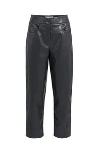 YAYA Faux leather carrot fit trousers with seam detail