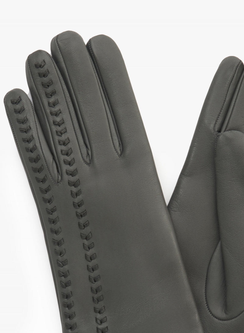 Cinzia Rocca Nappa Leather Gloves With Top Embroidery