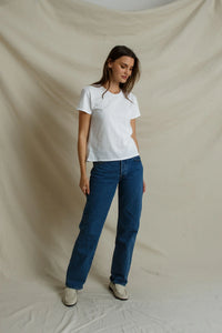 Perfect White Tee Cotton Short-Sleeve Boxy Crew Tee Sugar