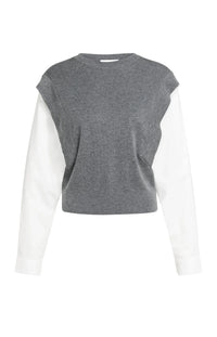 YAYA Knitted sweater with woven sleeves