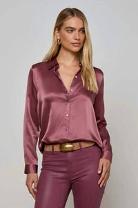 L'Agence Tyler Long-Sleeve Blouse - Dark Mauve