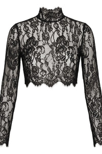 L'Agence Henriette Lace Long-Sleeve Top - Black