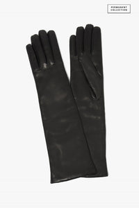 Cinzia Rocca Long Black Nappa Leather Gloves Black