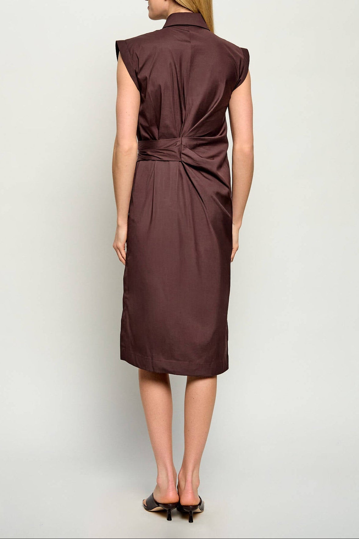 Robe en Popeline de Coton Marron Marella